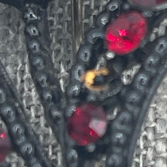 Weiss SIgned Vintage Brooch Pin Flower Red Rhinestone Flower Tulip - Picture 4 of 10